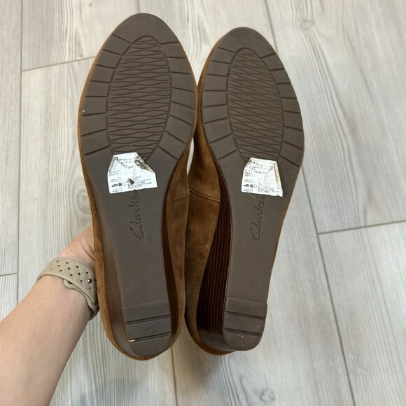 Clarks Vendra Bloom Brown Suede Wedge Heels Women's 10 Career Office Academia - Picture 4 of 8